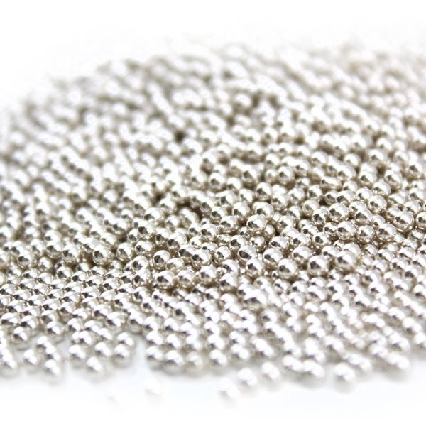 Кондитерська посипка Кульки металік, 2мм, срібні (37-40г) 25092 фото