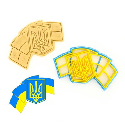 Набор форма и штамп для пряников Форма для печенья Герб Украины с лентой (12 х 6.5 см) 196 фото