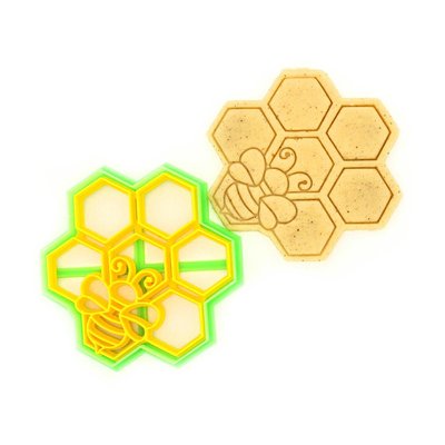 Набор форма и штамп для пряников Соты с пчелкой (9,4 х 9 см) 556 фото