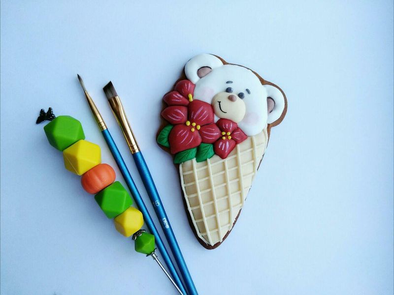 Набор форма и штамп для пряников Медведь морожено (11,3 х7см) 474 фото